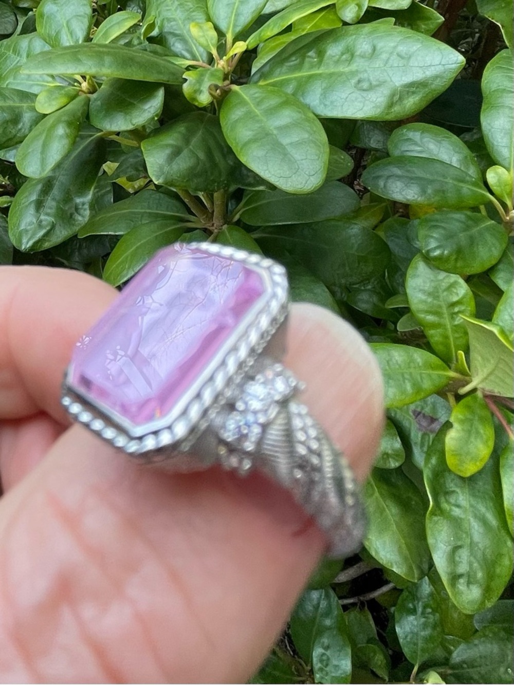 Judith Ripka Pink Crystal Cameo Ring in Silver Tone - Picture 13 of 16